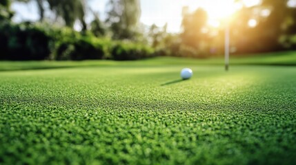 Golfers strategizing on putting green Image