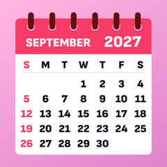 Organized September 2027 calendar with a clear layout. Ideal for tracking deadlines, study plans, and appointments.

