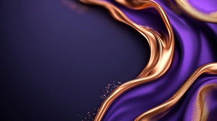 Obraz premium Sophisticated abstract background with wavy indigo and royal purple streaks infused with metallic gold glimmers and neon gradients
