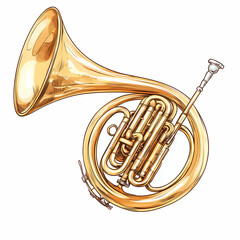 Obraz premium shiny brass French horn with intricate tubing and polished finish