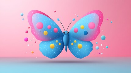 Fototapeta premium A cartoon isolated vector of a cute butterfly with colorful wings.