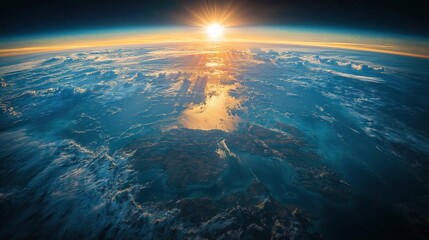 Breathtaking view of Earth from space with vibrant oceans and swirling clouds