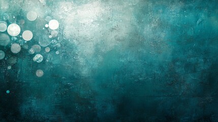 An abstract textured teal background with glowing white circles
