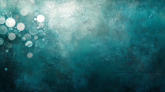An abstract textured teal background with glowing white circles