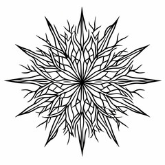 Fototapeta premium Geometric snowflake with intricate symmetrical branches and sharp points