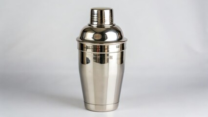 Stainless Steel Cocktail Shaker on White Background