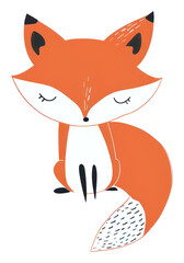 Obraz premium PNG Cute fox illustration wildlife cartoon animal.