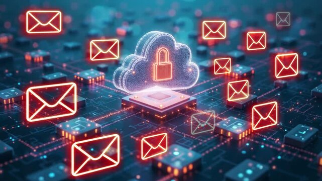 Spam attack.Security breach, system hacked, internet cyber attack alert with red broken padlock, cybersecurity