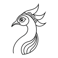 peacock head formed with spiral patterns