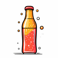 colorful soda bottle with fizzing bubbles around it, creating refreshing vibe