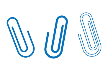 Paper clip icon set. flat illustration of vector icon on the white background. Attach file isolated icon, office paper clip linear icon, paperclip outline vector with editable stroke. Eps file 14.