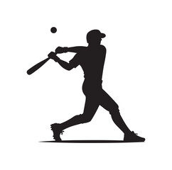 man swinging baseball bat silhouette vector illustration
