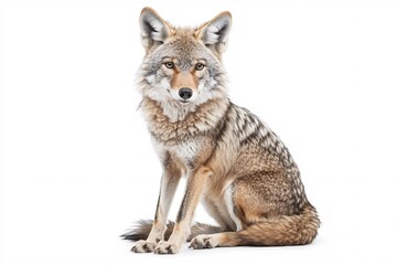 Fototapeta premium Alert Coyote with Bushy Tail and Sharp Eyes in Profile