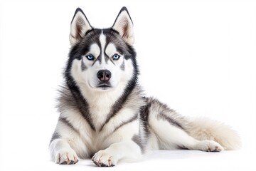 Fototapeta premium Charming Siberian Husky with Intense Blue Gaze and Glossy Coat