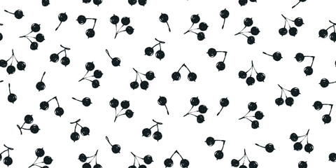 Seamless Pattern with Cute Black Berries with Subtle Grunge Texture. Beautiful pattern perfect for print, fashion, wrapping paper.