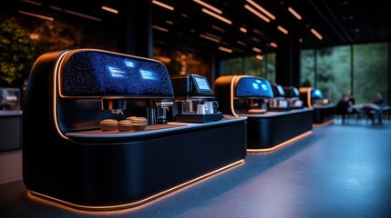 High-tech cafe features robotic baristas and holographic menus for an innovative coffee experience