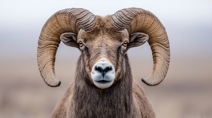 Bighorn Sheep Portrait in Open Field