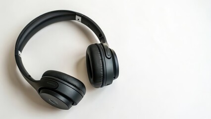 Black Headphones on White Background