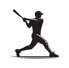 man swinging baseball bat silhouette vector illustration

