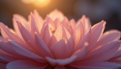 Soft-Focus Floral Petal Texture Glowing in Golden Hour Light With a Warm Ethereal Glow