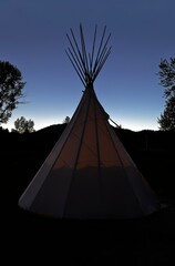Tipi camping under the stars in Beavertail Hill, Montana.