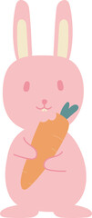 Cute Pink Bunny Holding a Carrot, easter day.