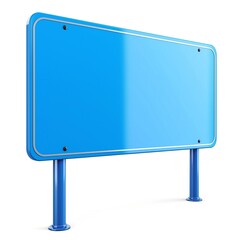 Obraz premium A blank blue roadside sign standing tall, ready for information, exuding simplicity and clarity.