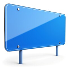 Obraz premium Blank blue road sign standing on a minimalist design, perfect for adding custom messages or advertising.