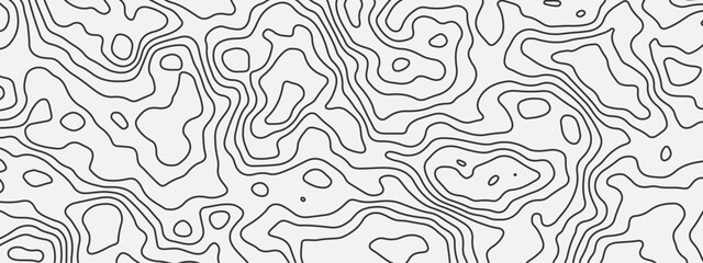 Abstract black and white topographic  wavy contours lines texture minimalist seamless modern topo background. 