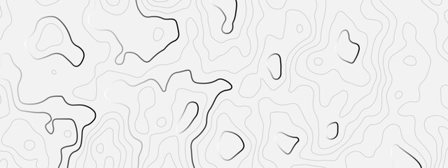 Abstract digital topographic black and white contour line map, geographic mountain line map, topographic lines wavy backdrop topology contour background.