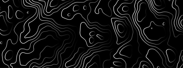 Abstract black and white topographic  wavy contours lines texture minimalist seamless modern topo background. 