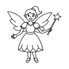 Fototapeta premium outline-of-a-Christmas-fairy--wand-and-wings--color 