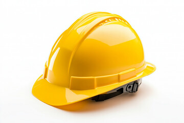 "Protective Yellow Construction Helmet on White Background"