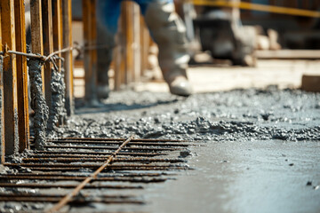 Focused View of Concrete Pouring for Commercial Building Floor Construction