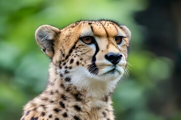 cheetah portrait with wild cat close-up in sharp focus, stunning wildlife photography capturing big cat&rsquo;s golden eyes and predator gaze