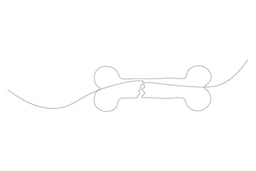Obraz premium Dog bone continuous single line drawing animal paw,Bone toy for dog line art 