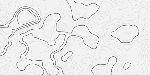 Abstract digital topographic black and white contour line map, geographic mountain line map, topographic lines wavy backdrop topology contour background.
