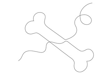 Dog bone continuous single line drawing animal paw,Bone toy for dog line art
