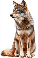 Fototapeta premium Detailed Portrait of a Lone Wolf with Ample Fur Against White