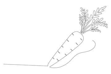 Carrot in one continuous line drawing of carrot vector illustration