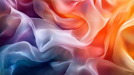 Obraz premium Colorful translucent fabric flows and swirls with light and movement