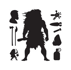 Caveman silhouette vector illustration