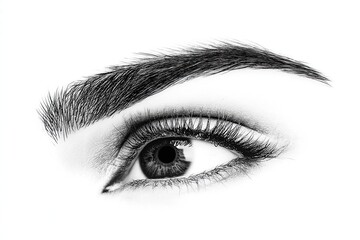Fototapeta premium Eye and black eyebrow isolated on a white background