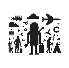 Caveman silhouette vector illustration