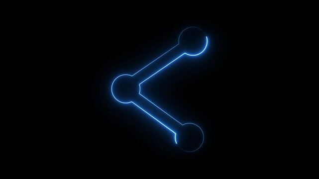 Neon line hare sharing icon. Social Networking Service symbol consisting of three connected circles forming a triangular shape.