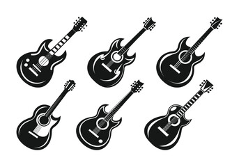 Fototapeta premium guitar vector set on white background