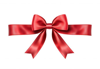 Fototapeta premium Shiny red ribbon bow on transparent background