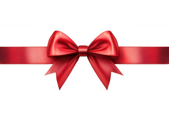 Fototapeta premium Shiny red ribbon and bow on transparent background
