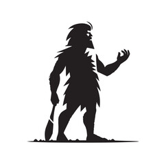 Caveman silhouette vector illustration