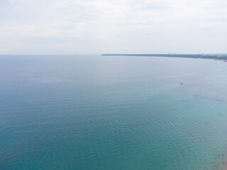 Scenic view of the sea against the sky from a bird's-eye view